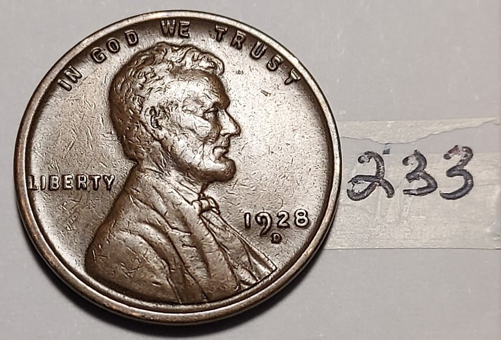 1928-D Lincoln Wheat Cent Extremely Fine #233