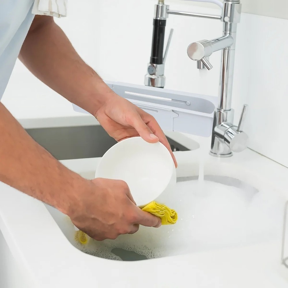Kitchen Expandable Telescopic Sink Rack Shelf Sponge Drain Storage Basket Holder