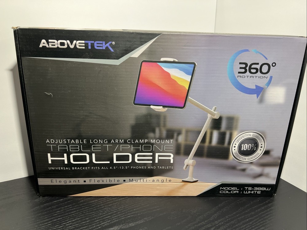 AboveTEK Kitchen Tablet Stand Highflex 360 Counter and Wall Wobble White 1 Pack