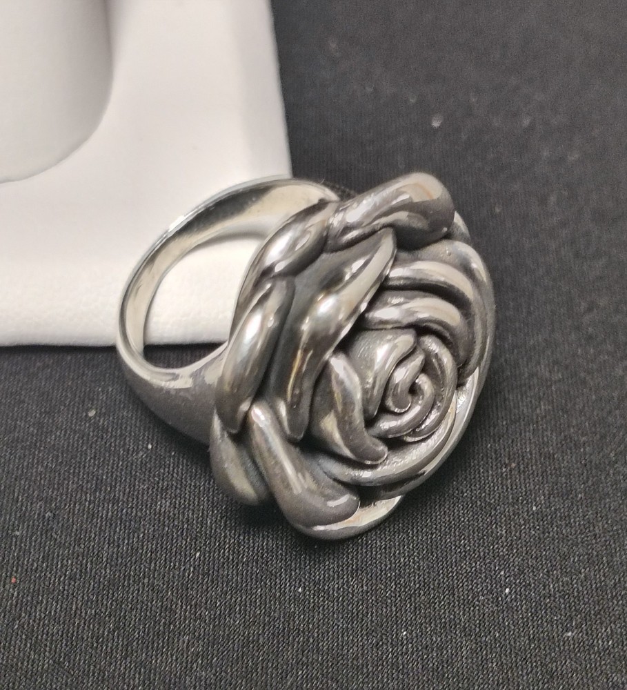 Sterling Silver 925 Puffy Rose Ring