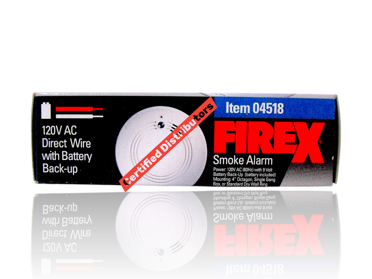 FIREX #04518 Smoke Alarm Detector 120V AC Direct Wire w/ Battery Back Up - New