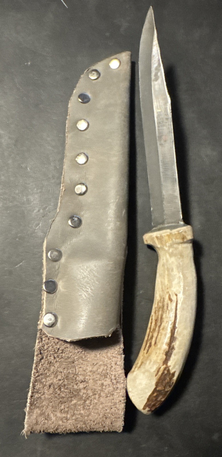 Vintage Bone Handle Antler Knife Stag Silver 6” Blade