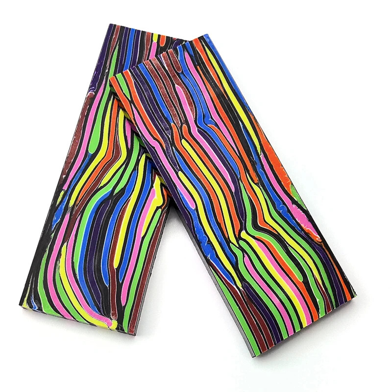 2 Pieces Rainbow G10 Composite Knife Handle Scales Blanks Damascus Pattern