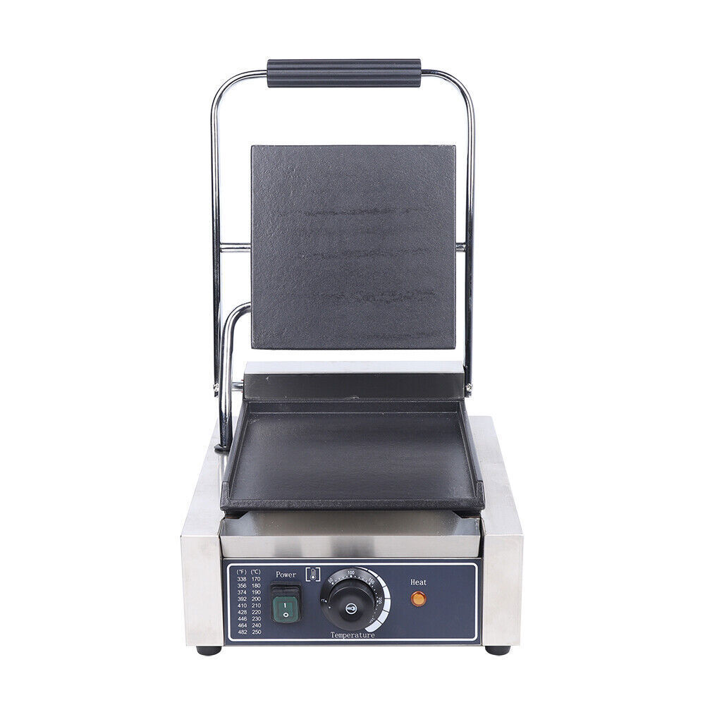 Commercial Sandwich Press Grill Griddle Panini Maker Smooth Flat Surface Steak