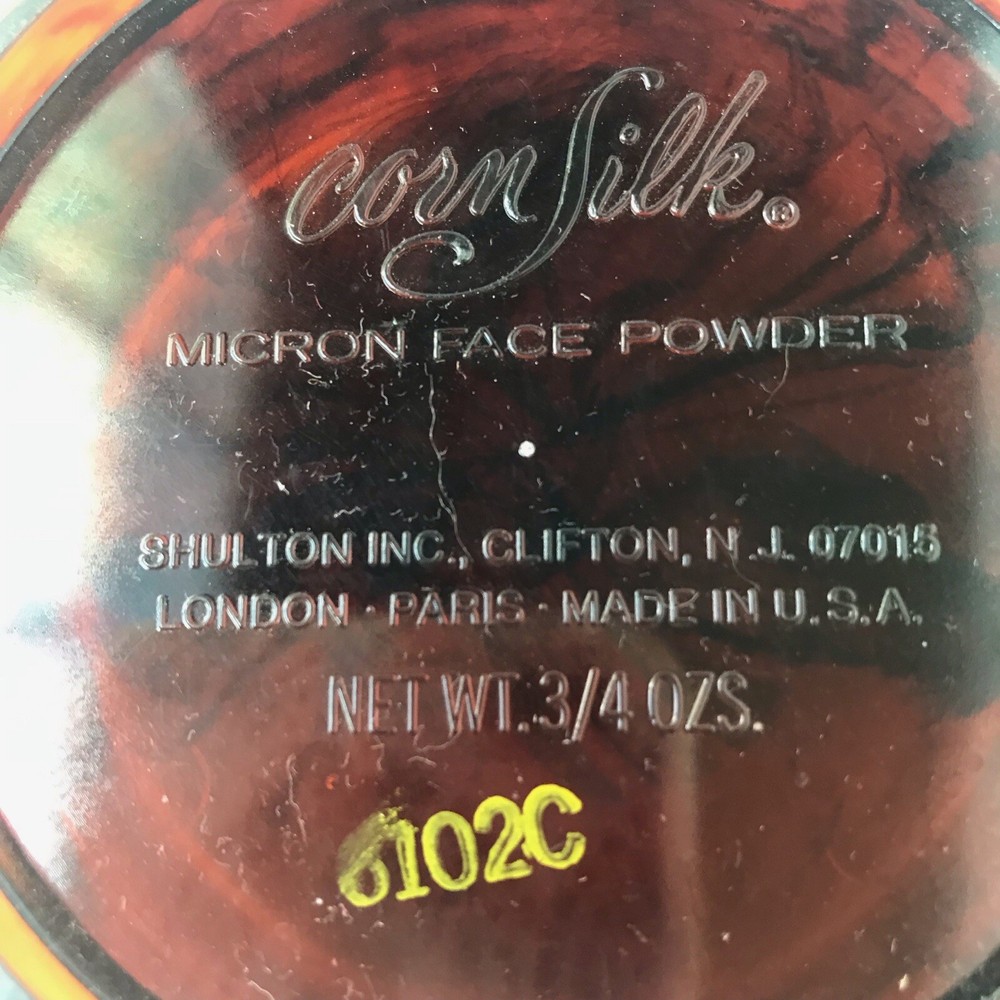 Vtg Corn Silk Micron Face Powder Plastic Tortoiseshell Containers Set 2 Empty