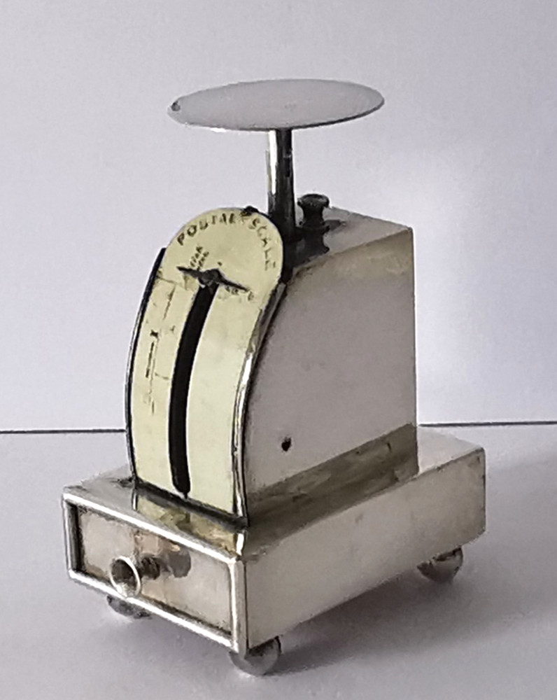 Solid Silver Postal Scales & Double Stamp Box Combi - Birm. 1907.