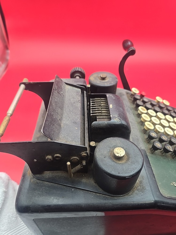 Burroughs Portable Adding Machine Hand Crank Antique 8 Column