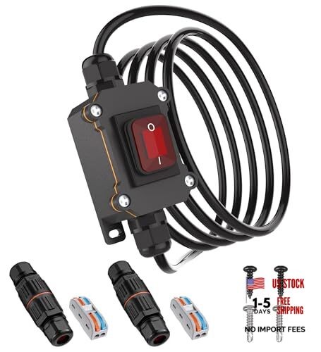12V Inline Switch IP68 Waterproof, Outdoor On/Off Toggle Switch with 10FT