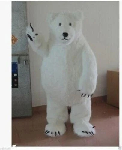 Polar Bear Mascot Costume Suit Halloween Animal Party Fancy Dress Adults Outfit