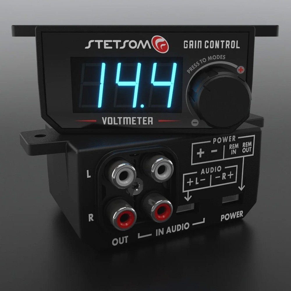 Stetsom Universal Bass Knob Control Voltmeter RCA Input Blue LED Display GAINCTL