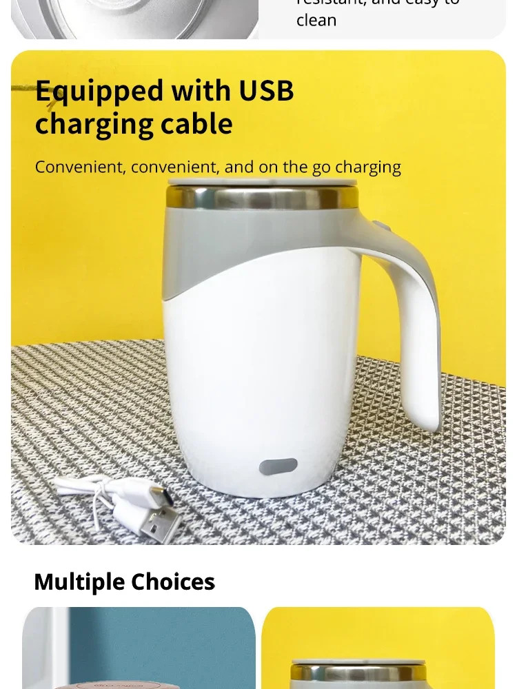 Cordless Electric Stirring Cup - USB Rechargeable Automatic Mixer Mug for Drinks
