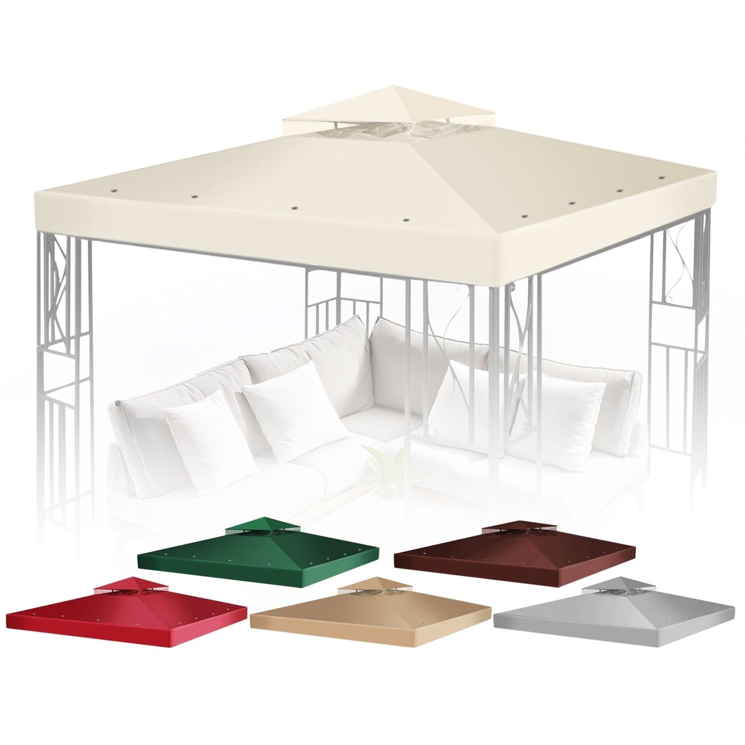 12 x 12 Feet Gazebo Canopy Top Replacement Cover 2Tier UV30 Garden Patio Ivory