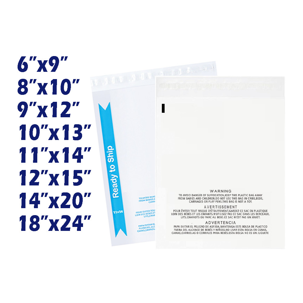 Clear Poly Bags with Suffocation Warning 6x9,8x10,9x12,11x14,12x15,14x20,18x24