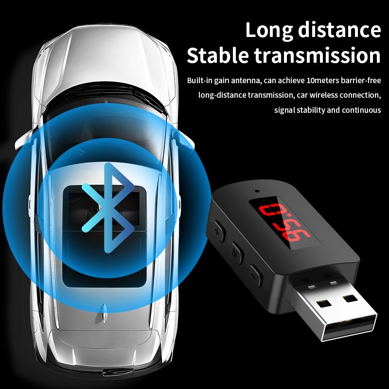 Wireless USB Car Bluetooth 5.3 Audio Receiver FM Transmitter Hands-Free Calling