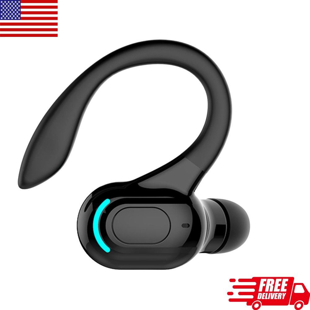 Wireless Bluetooth 5.2 Earbud Noise Cancelling Headset Single Ear Hook Mic US