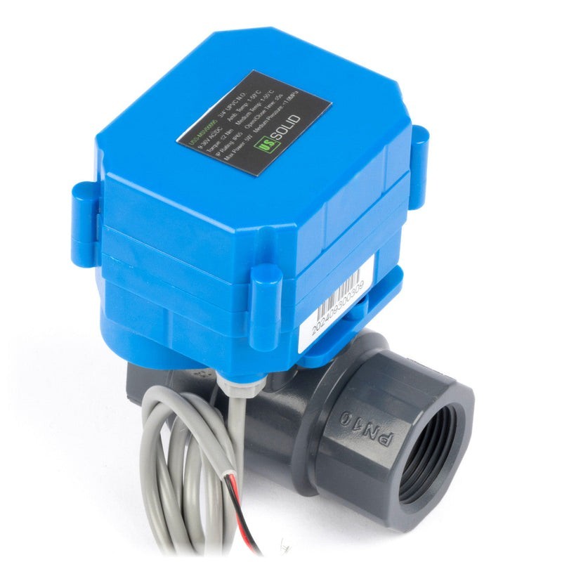 U.S. Solid 3/4" UPVC Motorized Ball Valve 85-265V AC 2 Wire Auto Return NO Full