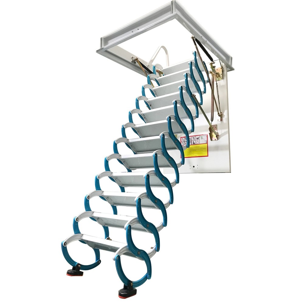 9.84ft Blue Pull Down Attic Ceiling Ladder Folding Loft Stairs 27.56''x 39.37''