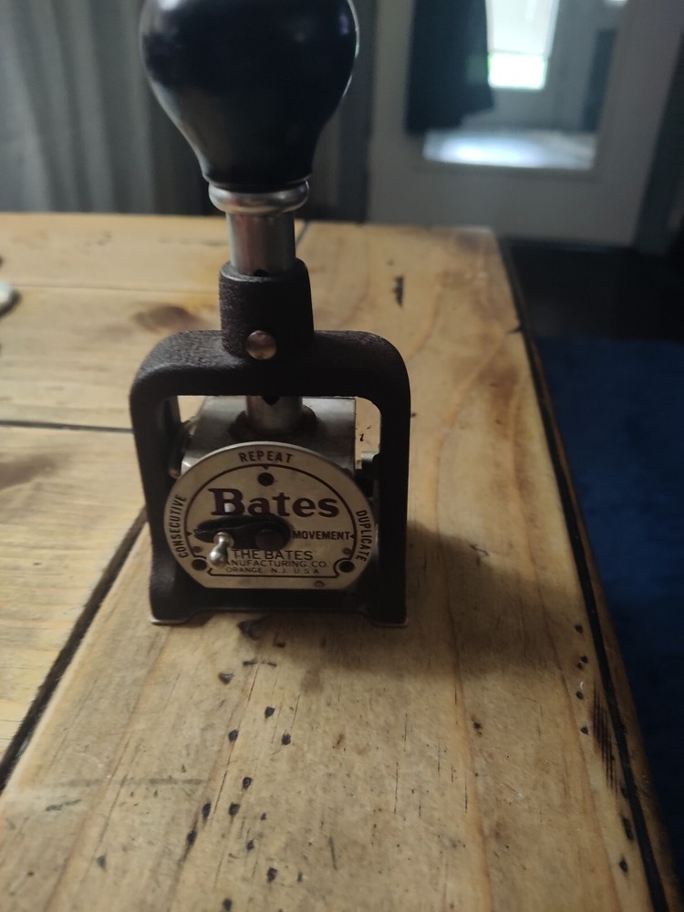Antique Bates Numbering Machine 6 Wheel Style "E" Made in USA