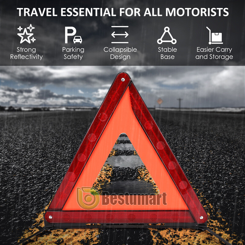 17-inch 3 Pack Warning Triangle DOT Approved Reflective Warning Road Safety
