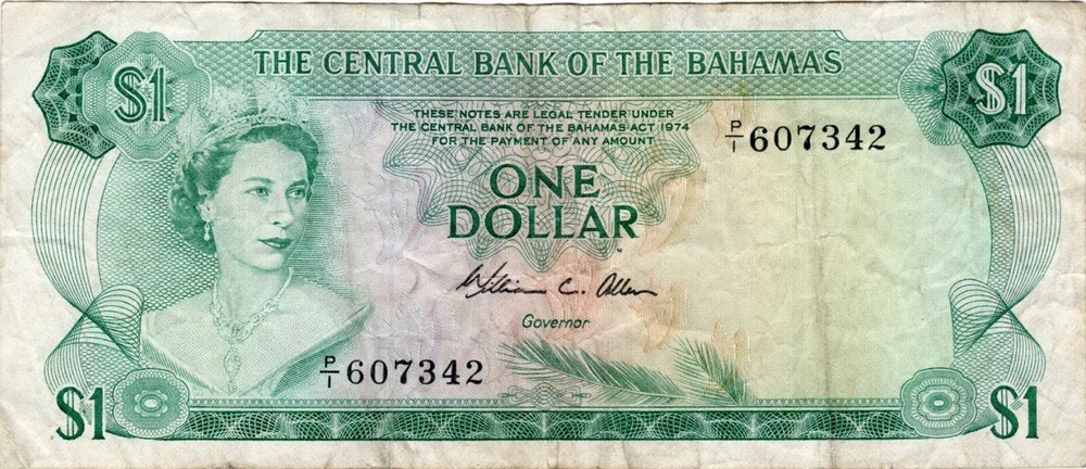 Banknote Bahamas P35b 1 Dollar 1974