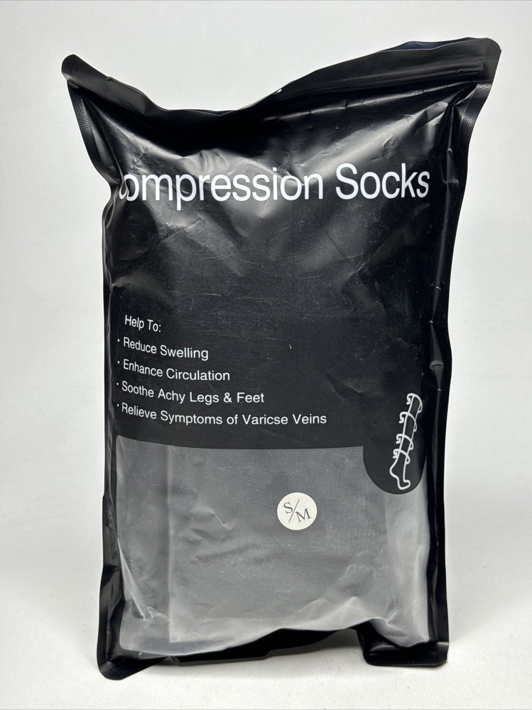 MIRACLE Socks COMPRESSION BLACK 2 Pack Unisex Size Small S/M