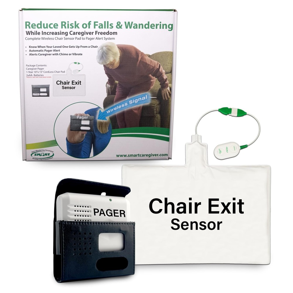 Smart Caregiver Chair Exit Alarm System with Wireless Pager and for Fall Prev...
