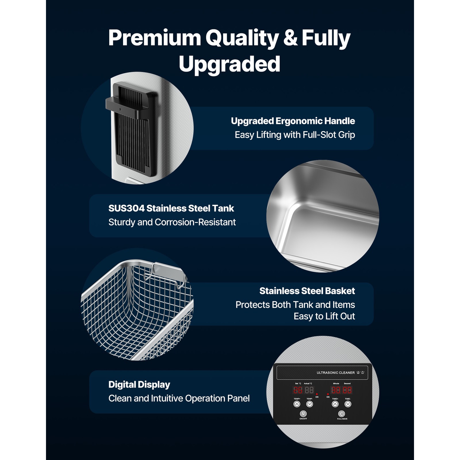 Uimoso 6L Ultrasonic Cleaner with Digital Timer & Heater Jewelry Cleaner 120W