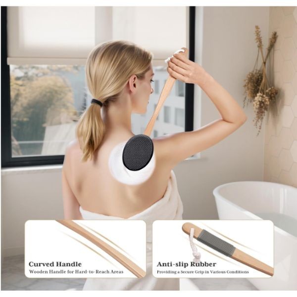 AmazerBath Lotion Applicator for Back, Feet, 4 Replacement Pads, Black