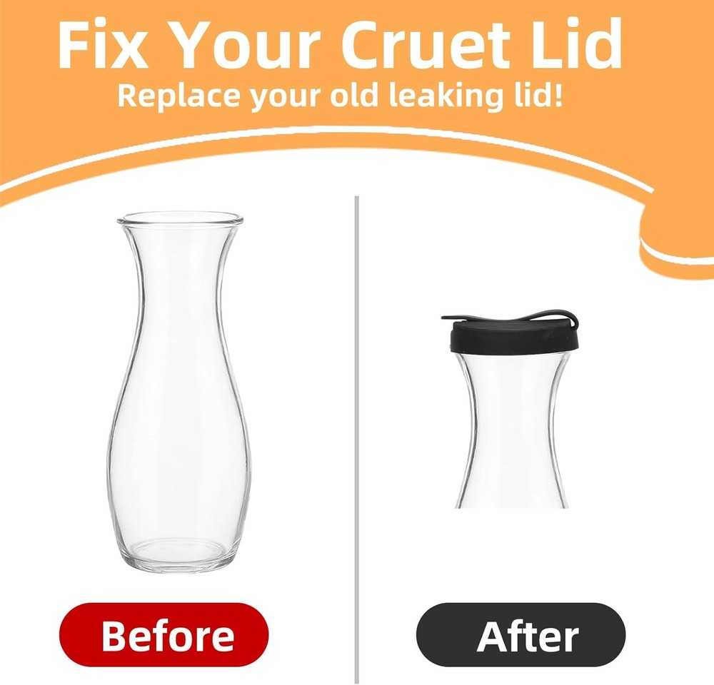 2 Pack Black Silicone Cruet Lids, Compatible Bottle Accessory for Condiments