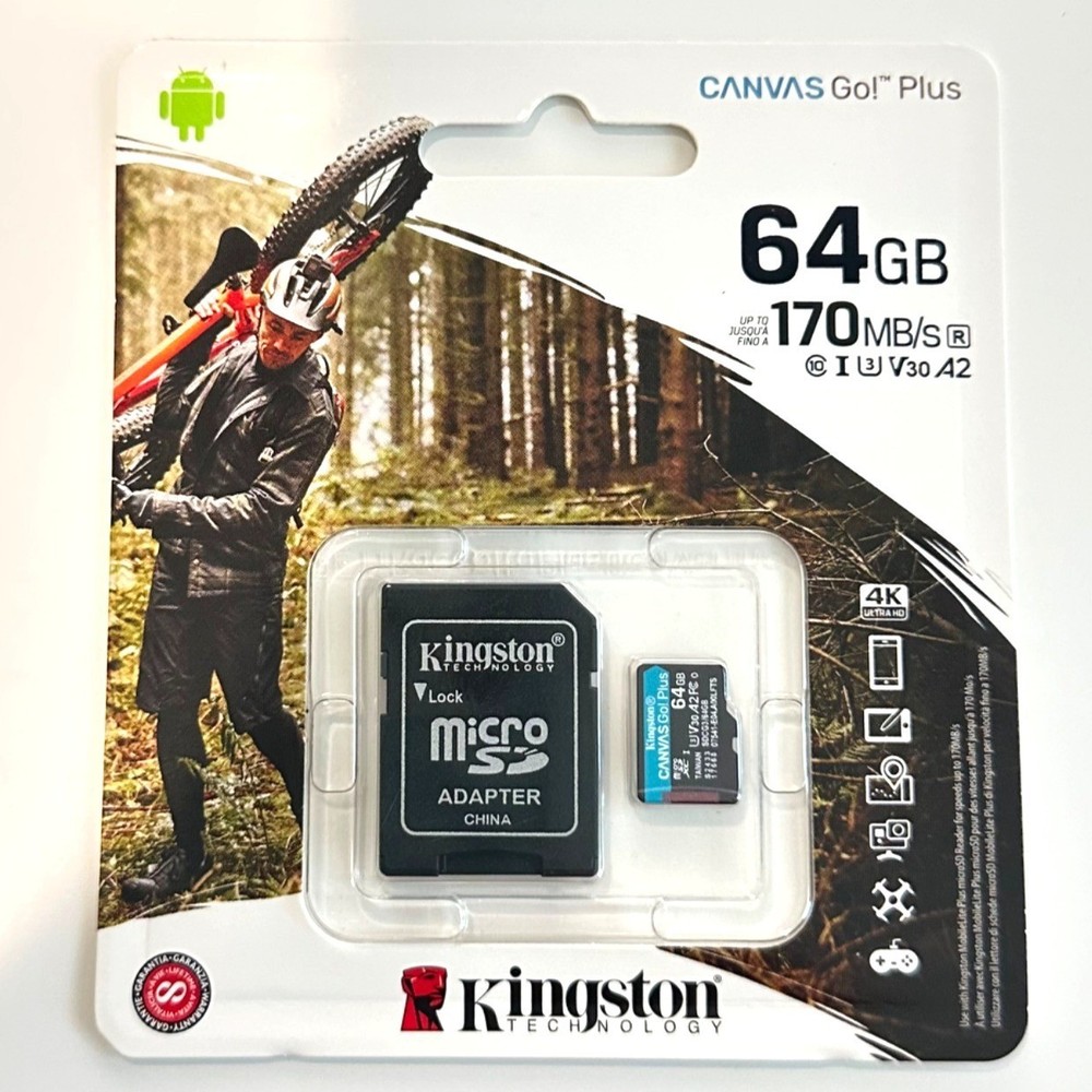 Kingston Canvas Go! Plus 64GB MicroSD Card & SD Adapter