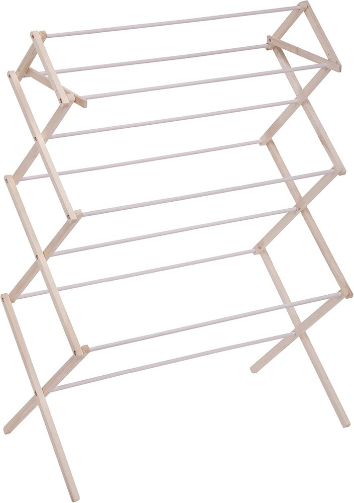 Compact Folding Wooden Clothes Drying Rack Clothing Drying Rack Easy Storage