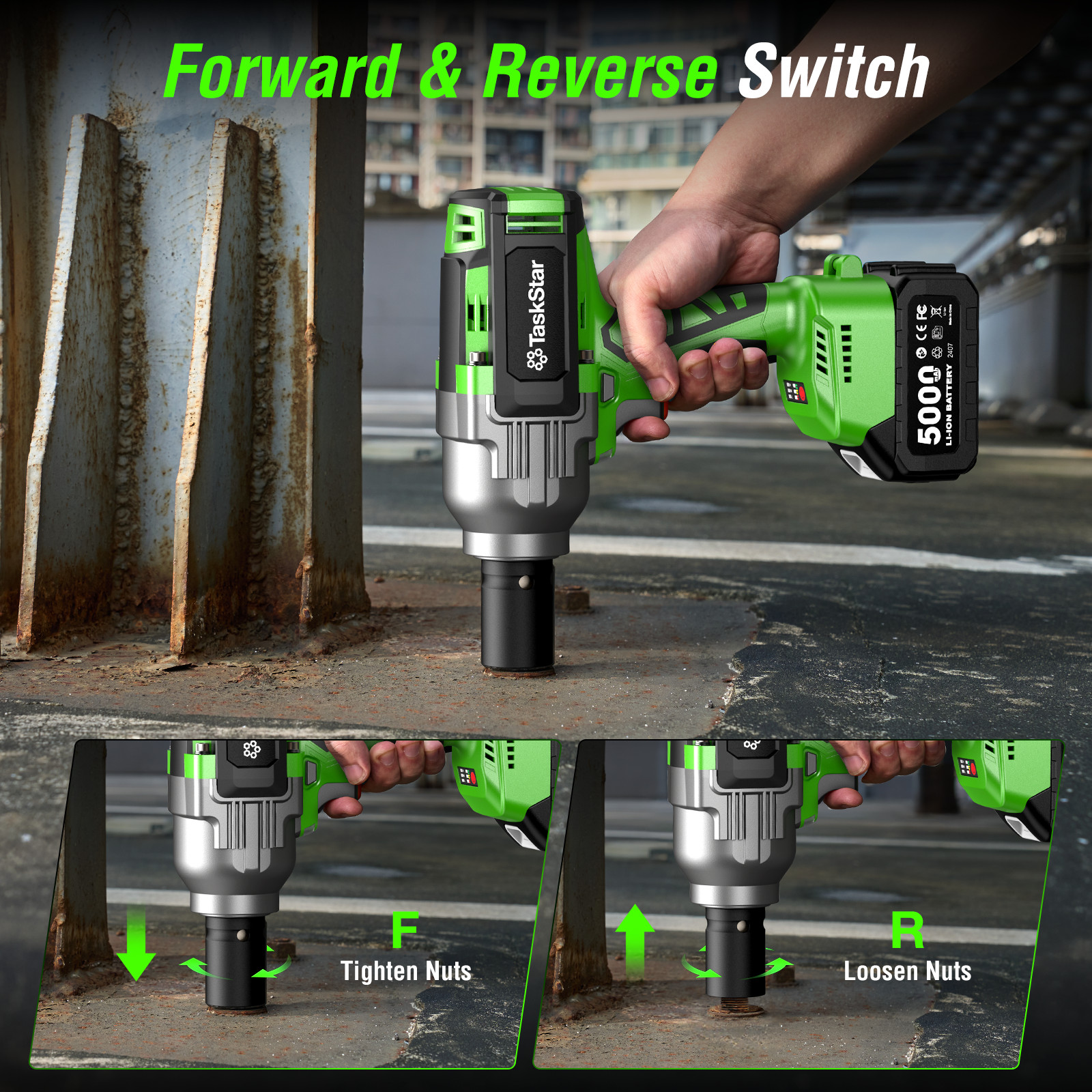 Taskstar 3/4 in Cordless Impact Wrench 2000Nm 1475ft-lbs Electric Impact Gun