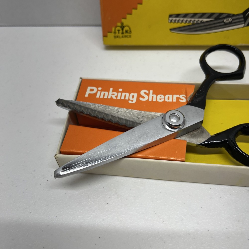 Vintage - TK BALANCE - PINKING SHEARS 7" Chrome Sewing Scissors - Includes Box
