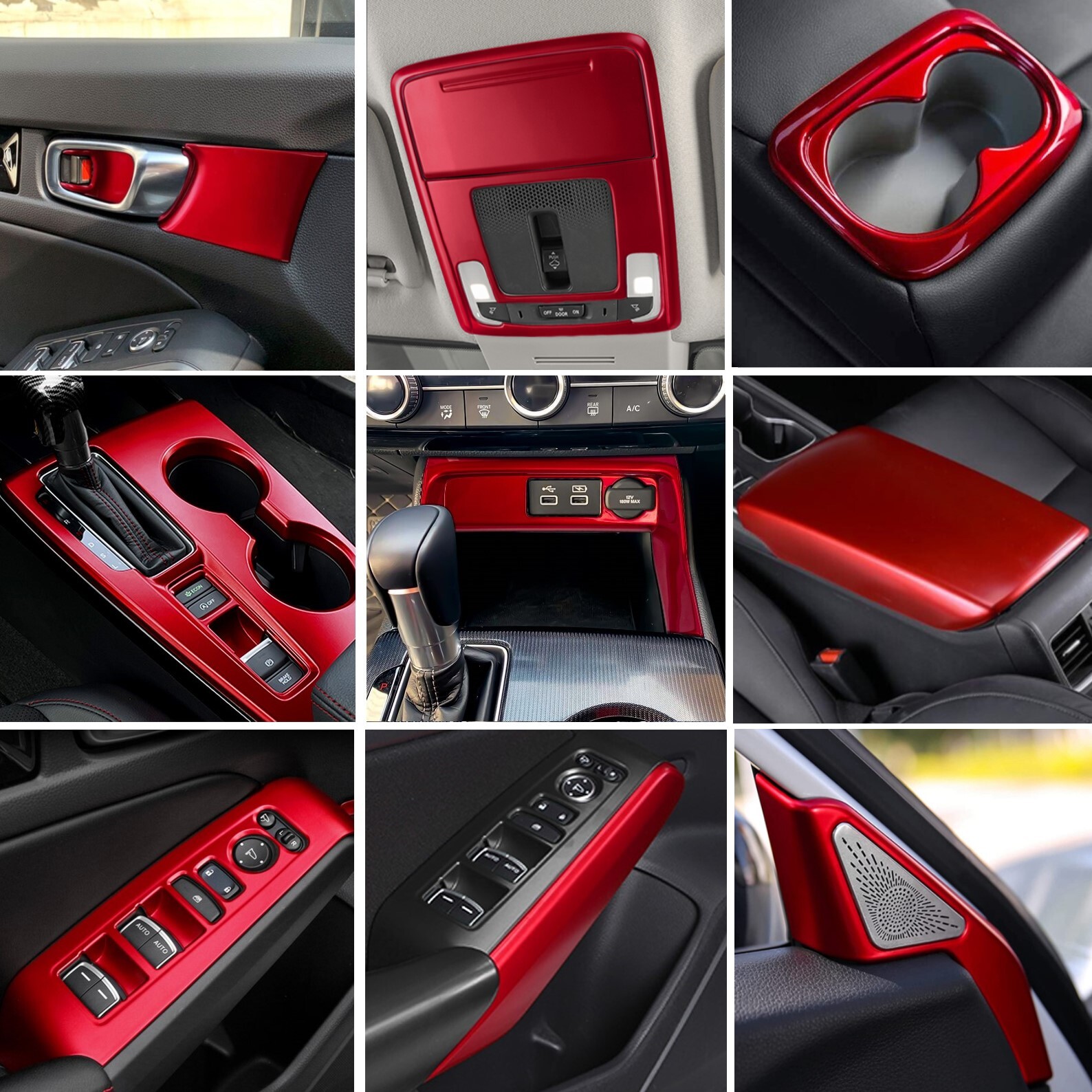 Sporty Red Interior Car Trim Decor Cover Accessories For Honda Civic 11th 2022+
