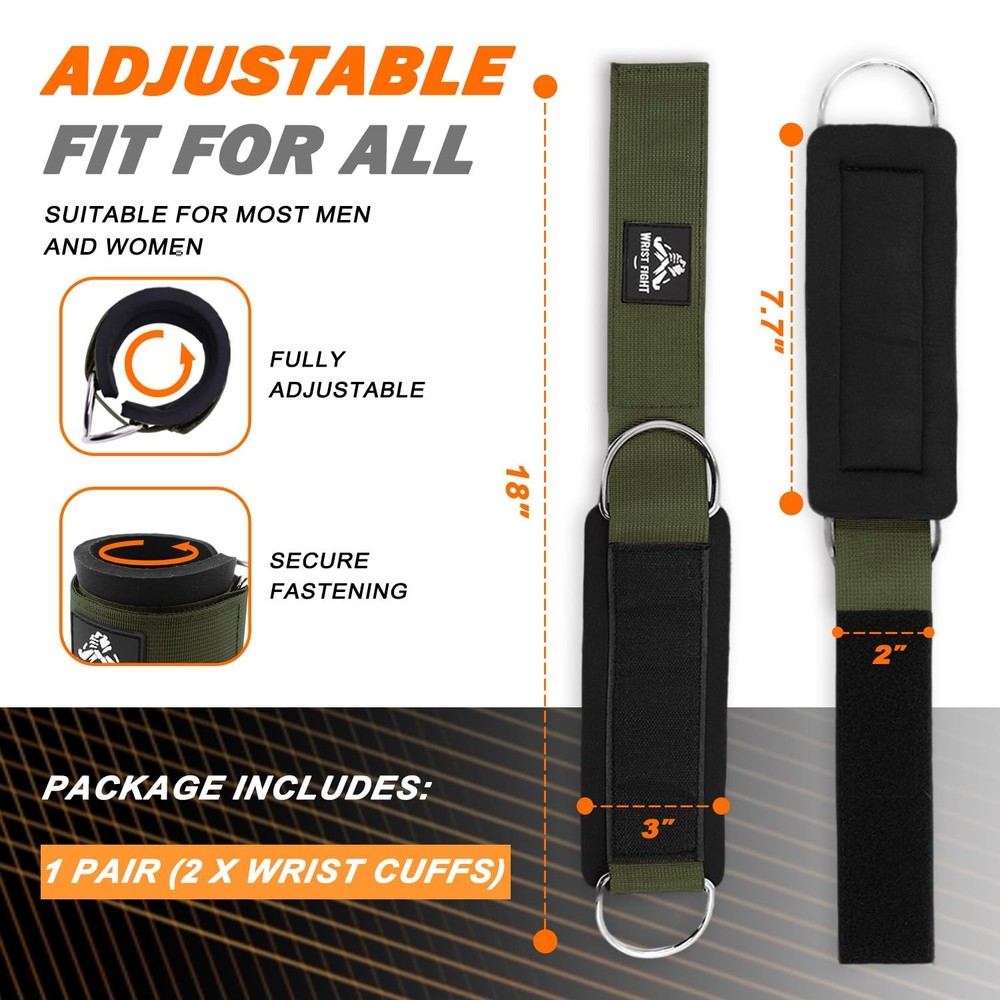 Wrist Cuffs with Dual D-Rings – Secure & Comfortable for Cable Machine Workou...