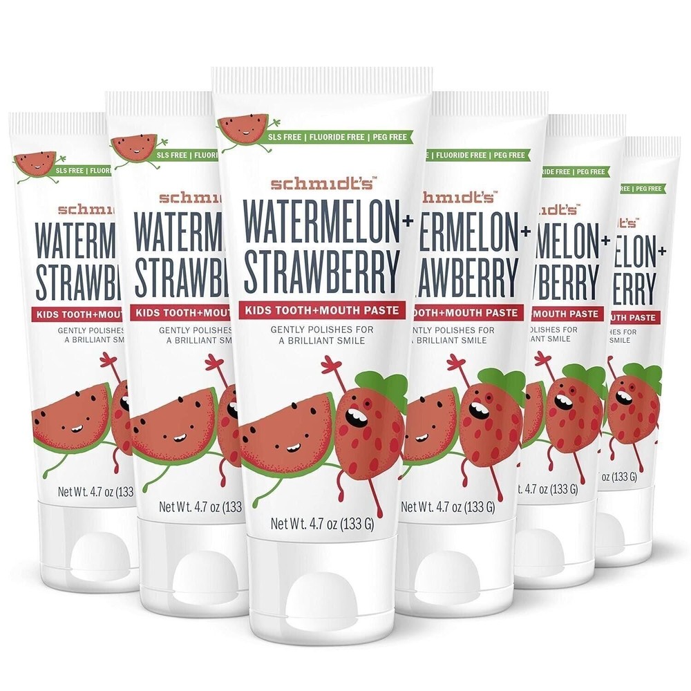 Schmidt's Children's Toothpaste, Watermelon + Strawberry, 4.7 Oz (6 Pack)