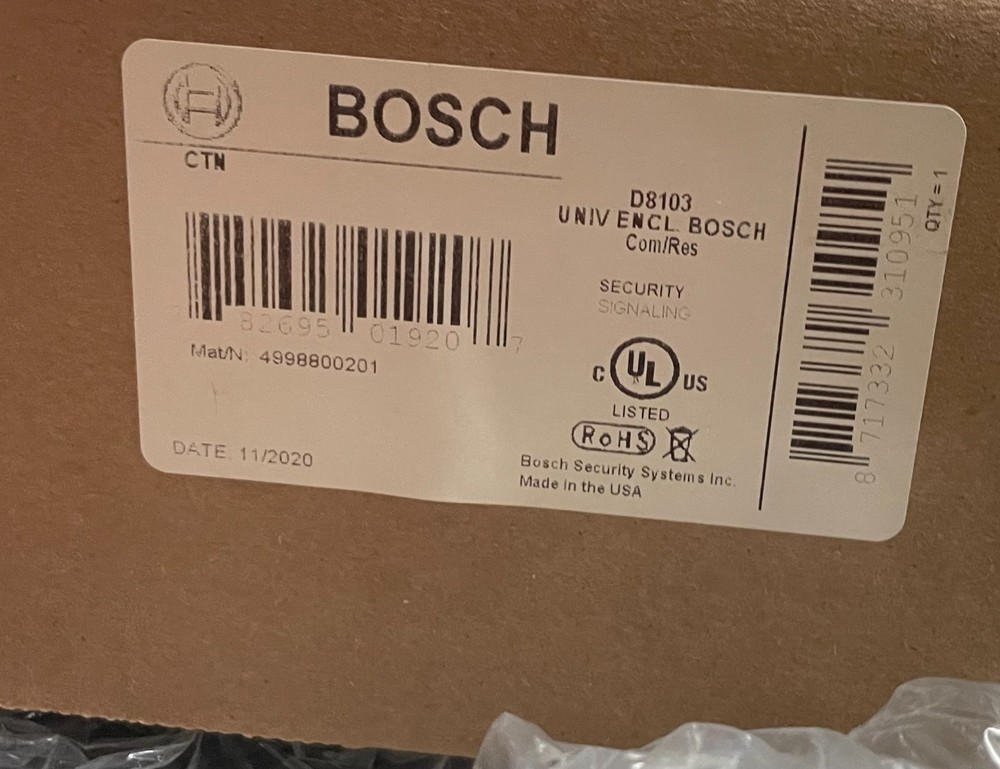 Bosch Complete Security Control Panel Kit – B5512-D, D8103 Enclosure, TR1850