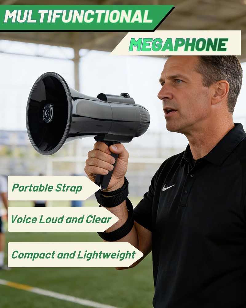 Lightweight 30W Portable Megaphone with Siren and Long-Range Alarm Functionality