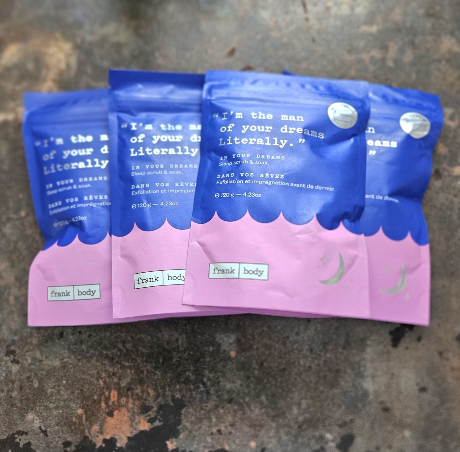 4 Frank Body "I'm The Man Of Your Dreams Literally" Sleep Scrub & Soak 4.23oz ea