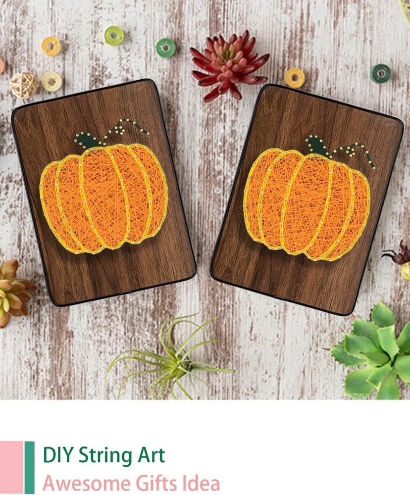 BAZIMA DIY String Art Kit for Beginner, Pumpkin Craft Kit,Unique Orange