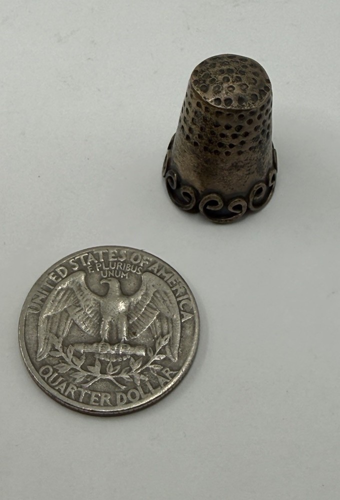 Sterling Silver Thimble 925 Eagle Spratling-School “JD” Flared Scrollwork Skirt