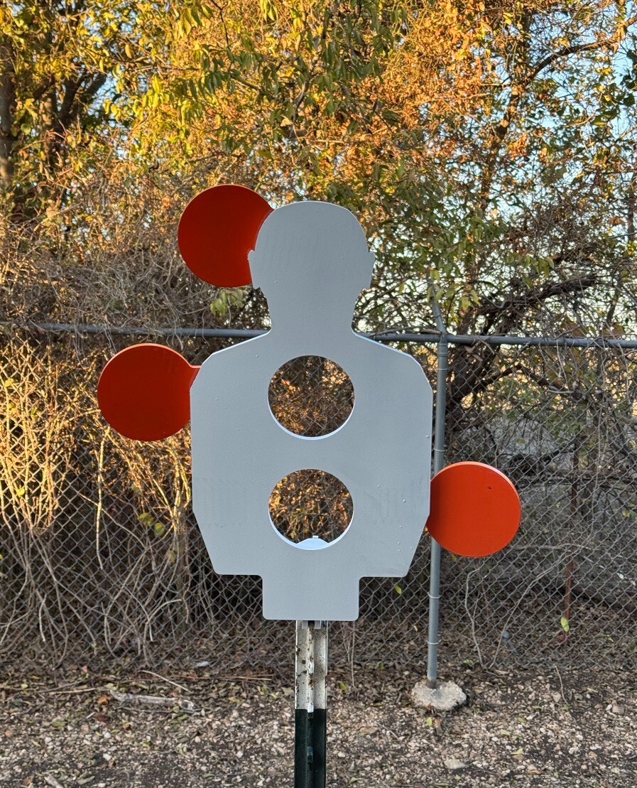 [SR] 3/8" Steel Dueling Tree Reactive Target 10"x18" Torso with 3 Swivel Paddles