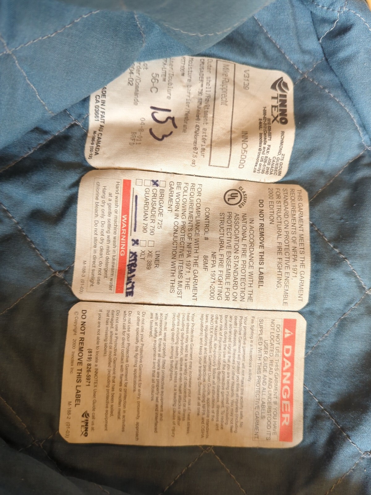 Retired Firefighter Gear Turnout Pants FIRE USED Size 56 X 26 See Pics