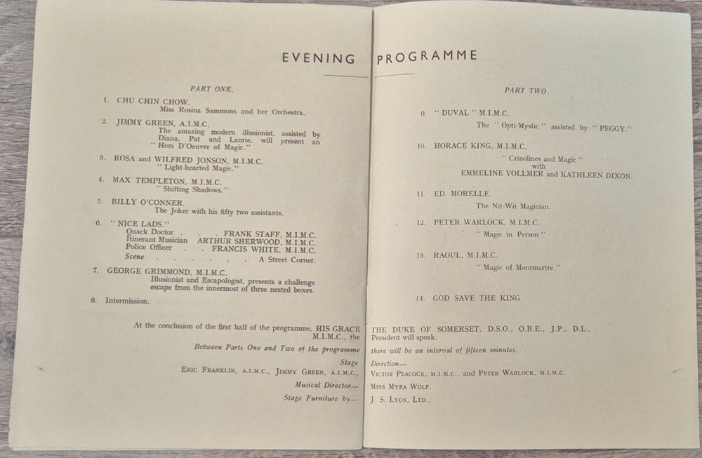 1939 The Magic Circle - Annual Supper, 31st Grand Seance Programme & Flyer