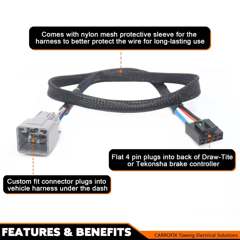 RAM Brake Control Adapter Plug-in Wiring Harness for Trailer Brake Controller