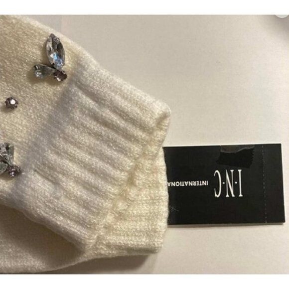 INC Gemstone Embellished Tech Gloves Ivory (444)