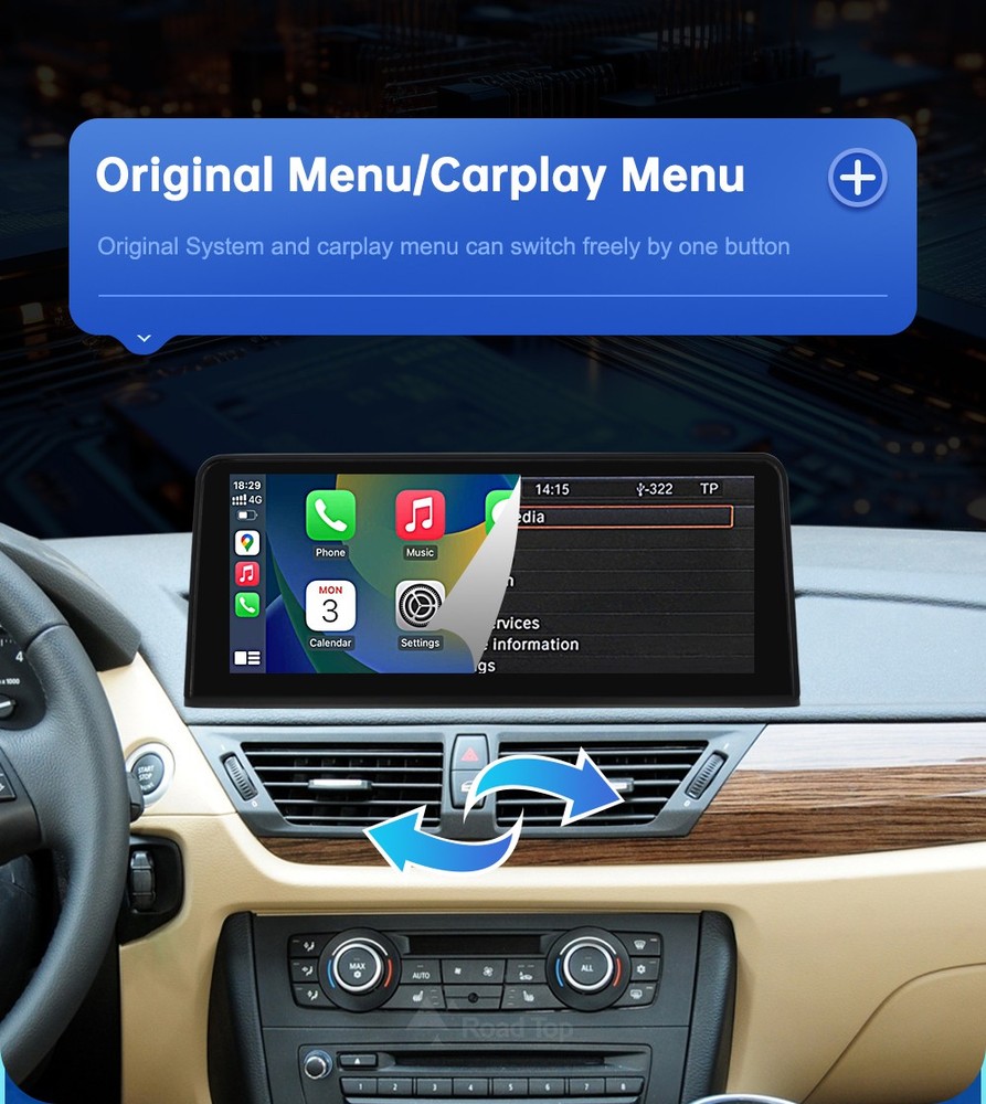 12.3" Carplay Android Auto Wireless Navigation Screen For BMW X1 E84 2009-2015