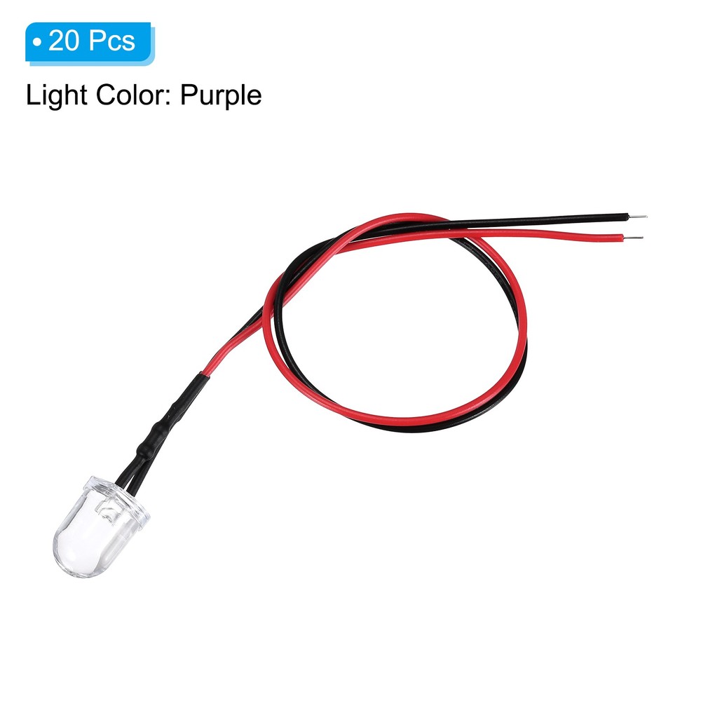 20 Pcs 3V DC 10mm LED Diode Light, Purple Light