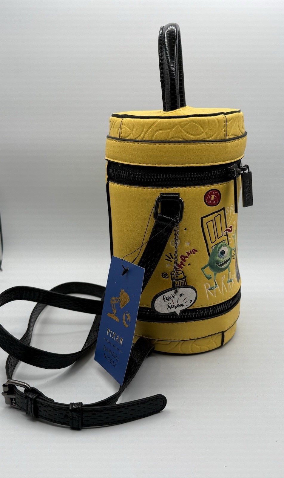 Danielle Nicole Pixar Monsters Inc Scream Laugh Canister Bag Crossbody Strap