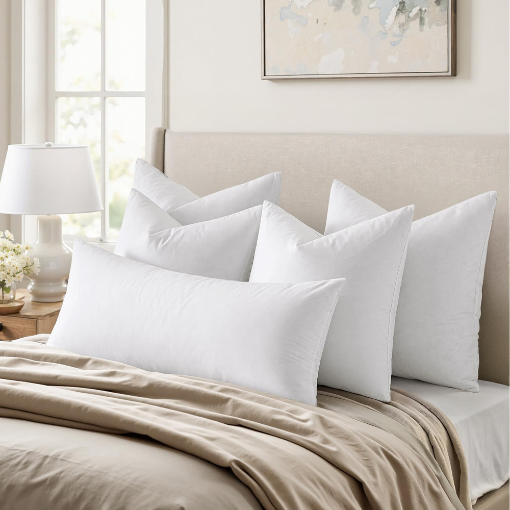 Pillow Inserts 18X18 (Pack of 4,White), down Feather Throw Pillow Inserts, Pr...